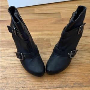 Guess Black Heeled Buckle Boots